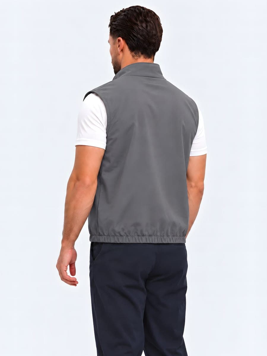 Reversible bodywarmer in anthracite / light grey, back view