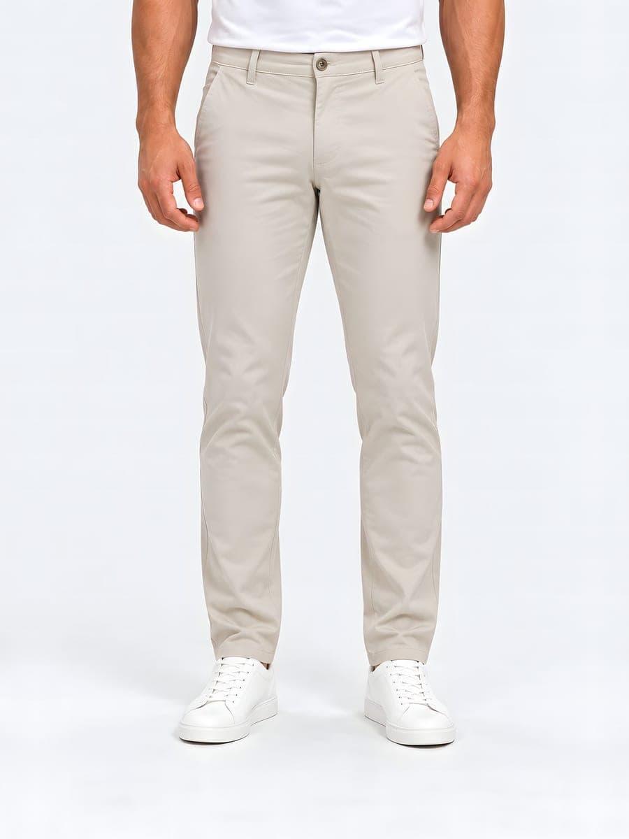 Beige slim fit chino, vooraanzicht