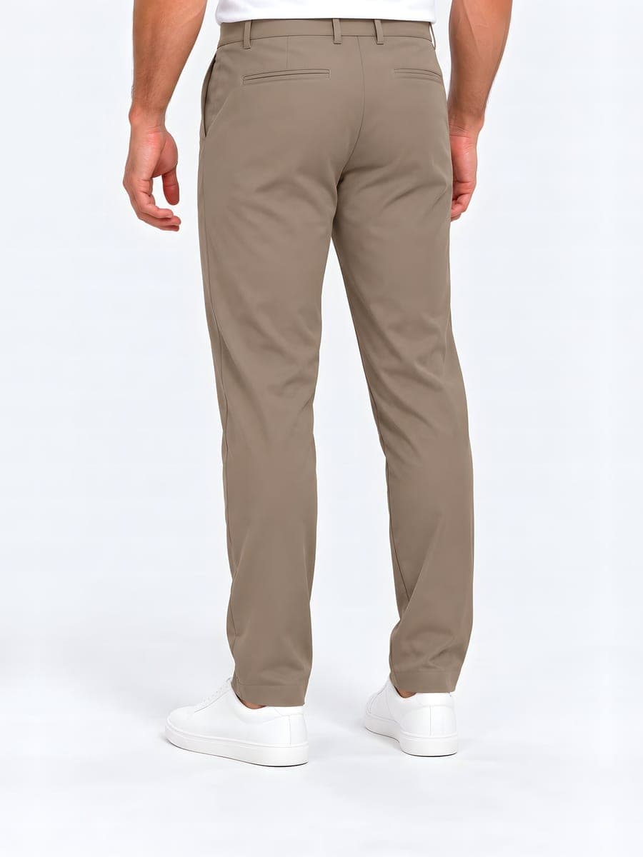 Camel slim fit pantalon met persvouw, achteraanzicht
