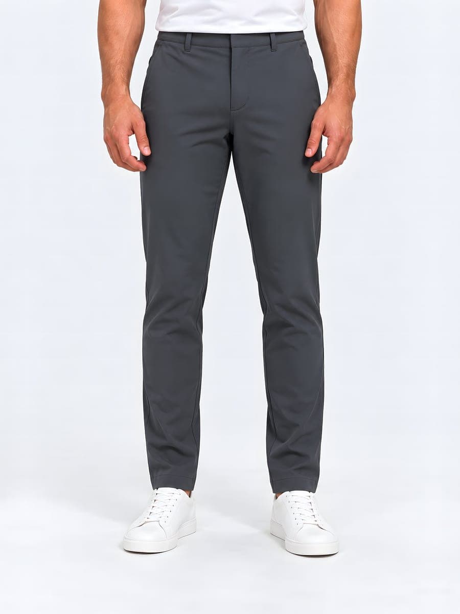Tapered trousers, matte in dark grey, front view