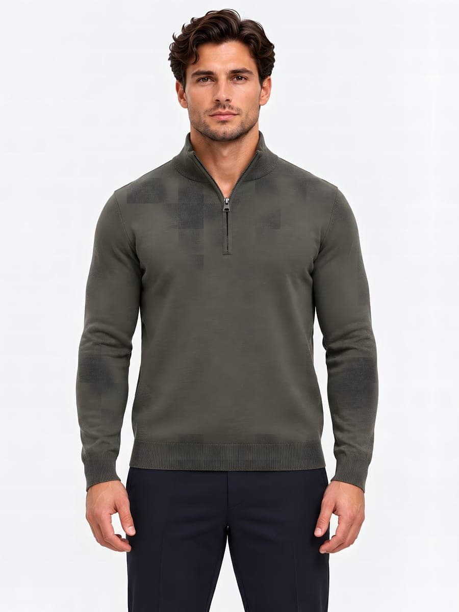 Groene aansluitende knit met korte rits, vooraanzicht