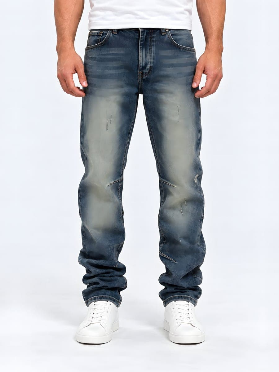 Lichtblauwe baggy jeans met wassing, vooraanzicht