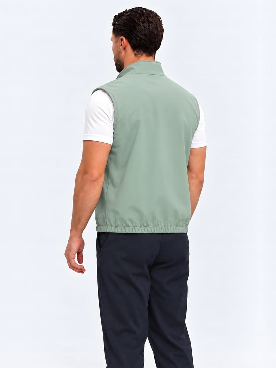 Mintgroene omkeerbare bodywarmer, achteraanzicht