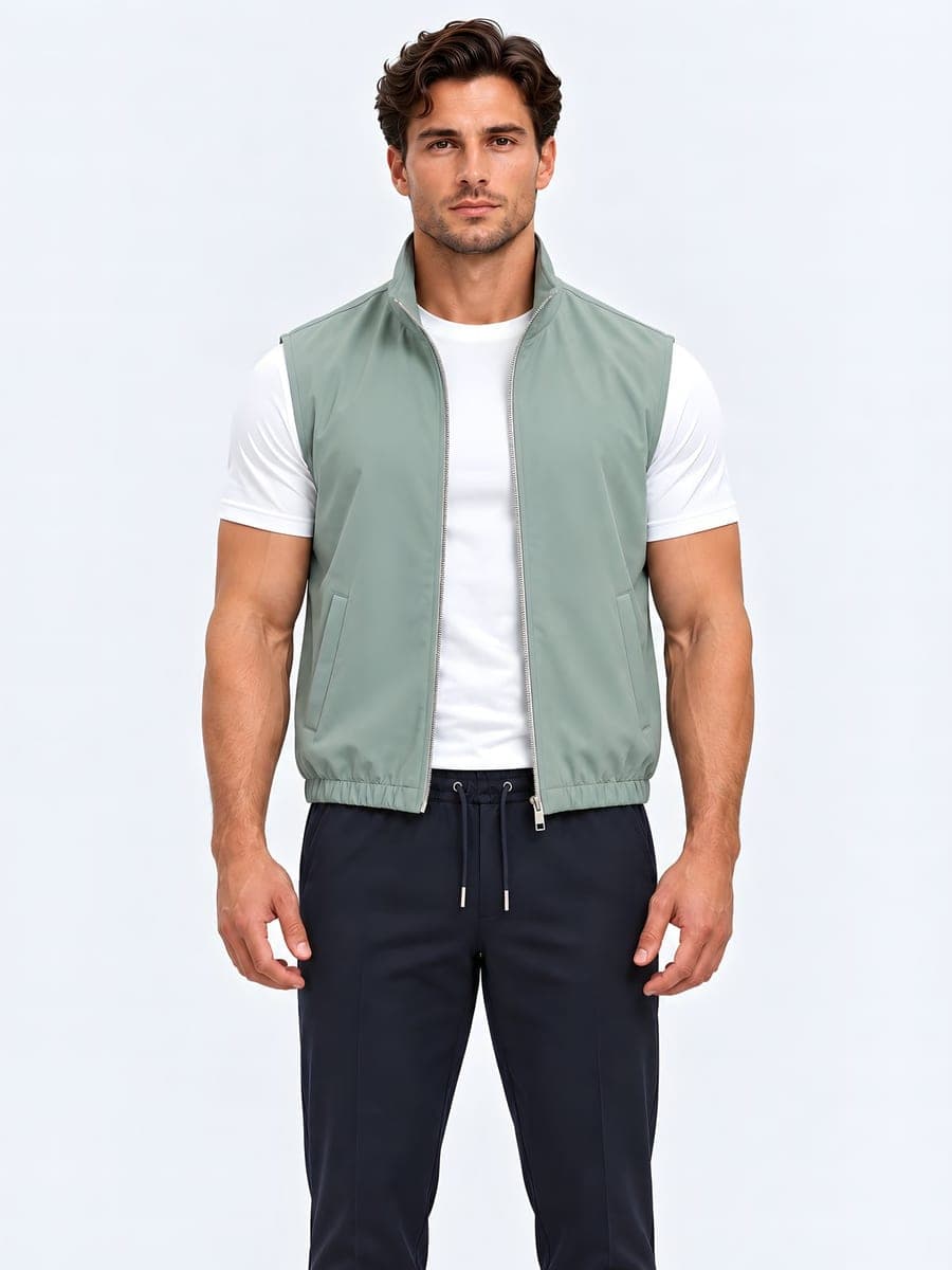 Mintgroene omkeerbare bodywarmer, vooraanzicht