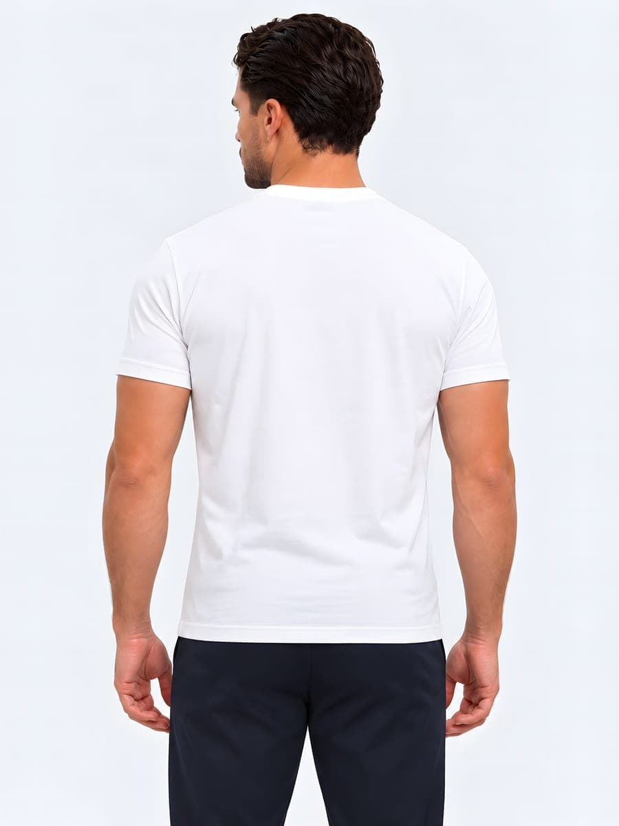 Basic T-shirt, slim fit in white, back view