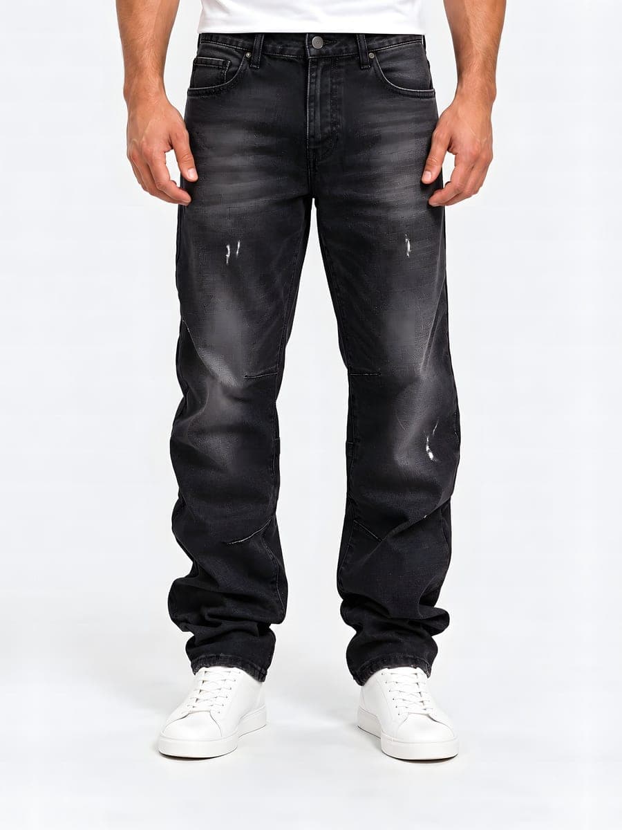 Zwarte baggy jeans met wassing, vooraanzicht