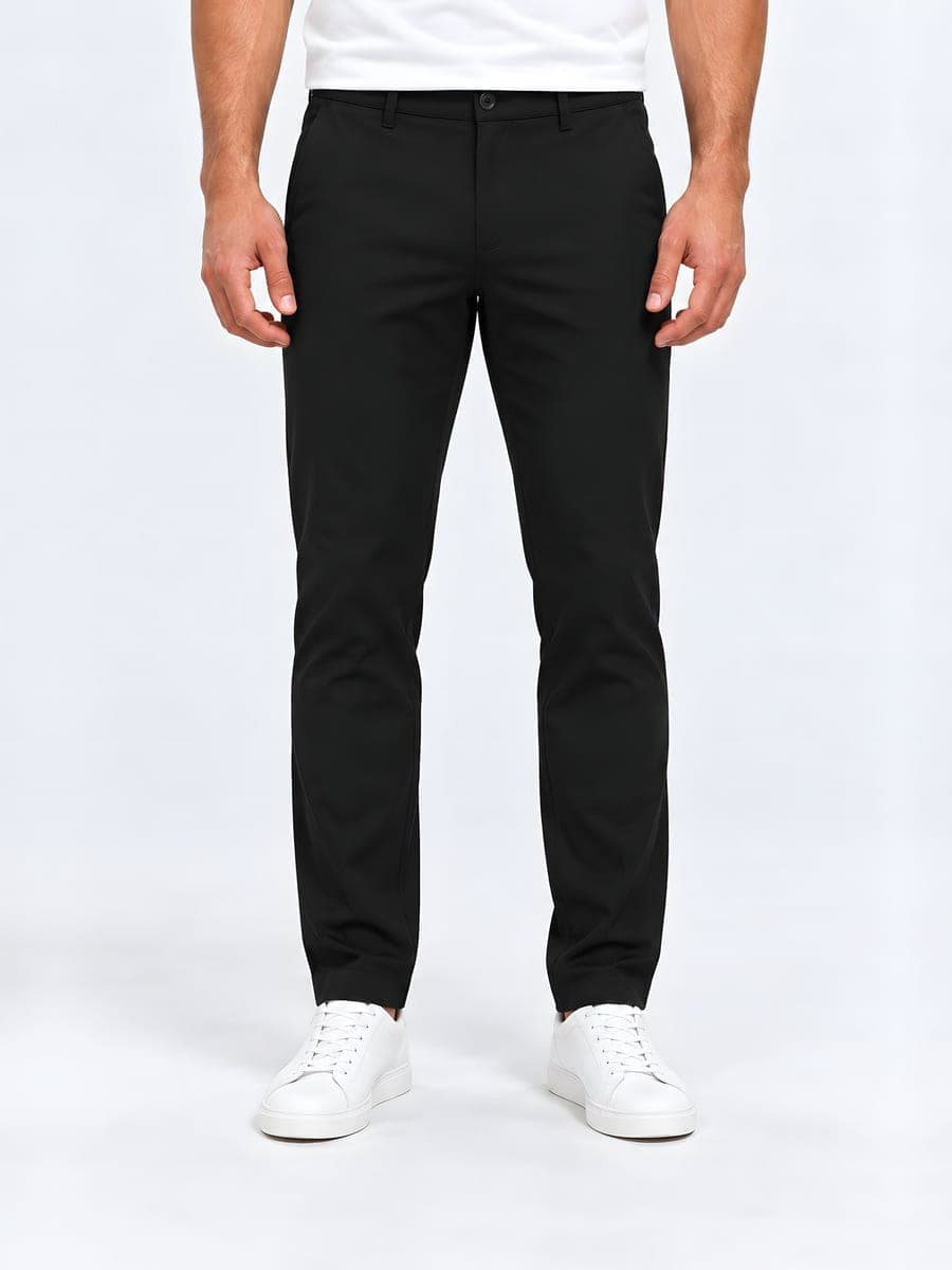Zwarte lichte broek met elastische band, vooraanzicht