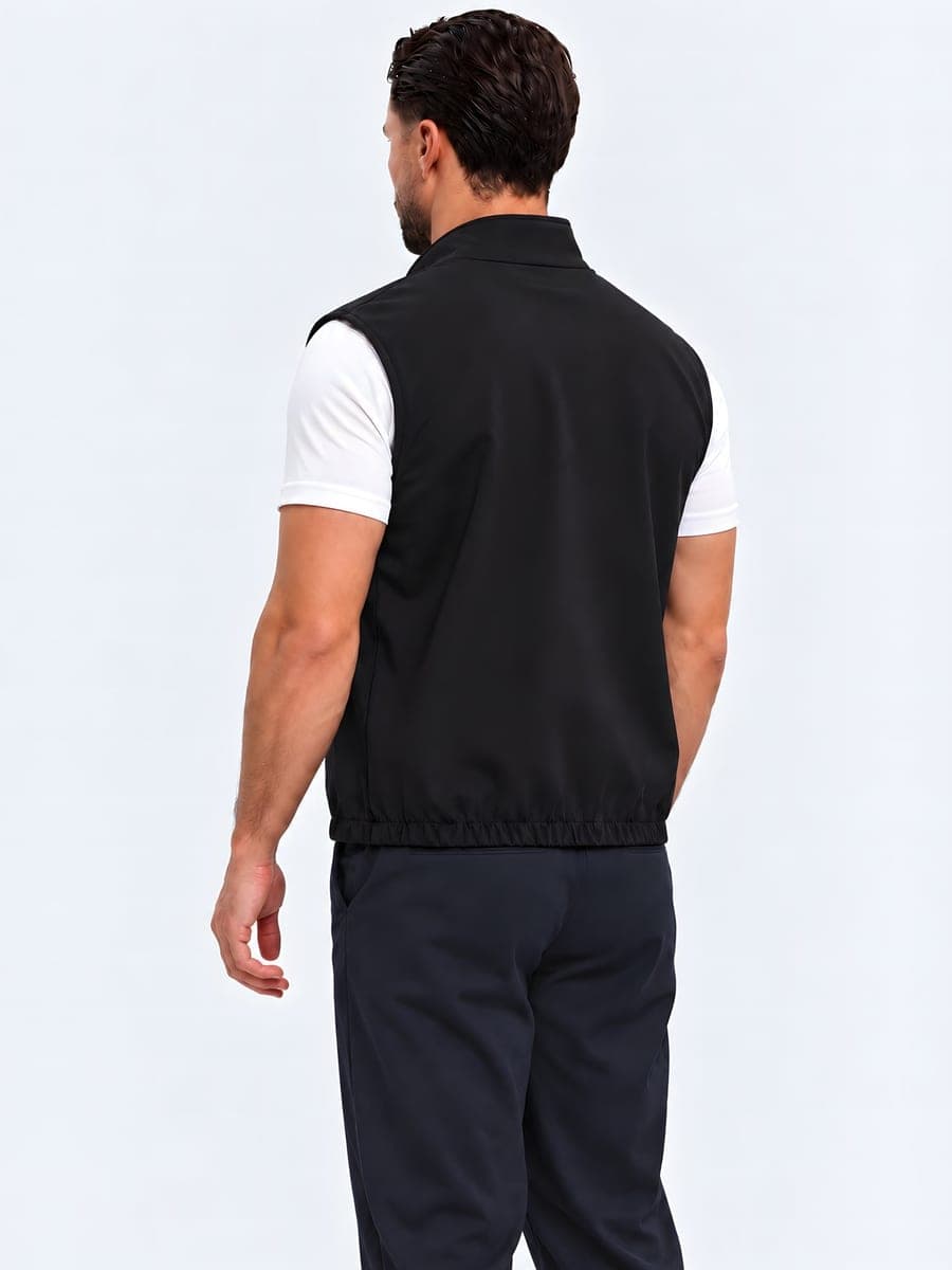 Zwarte omkeerbare bodywarmer, achteraanzicht