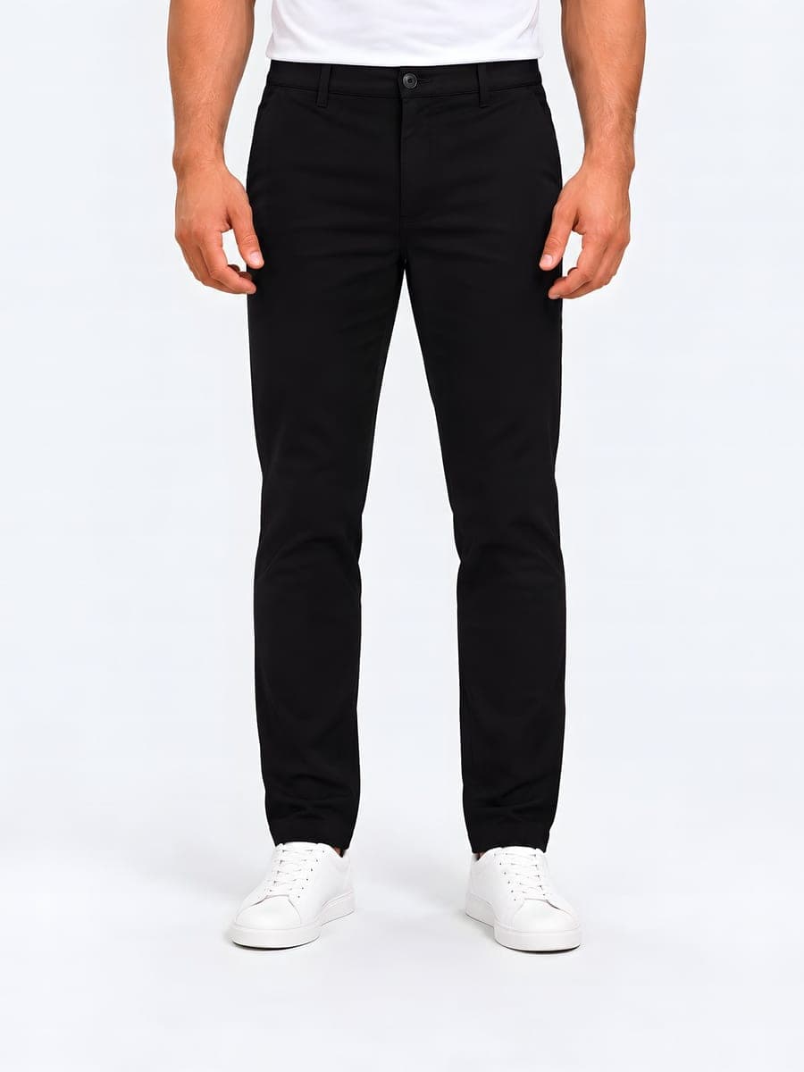 Zwarte slim fit chino, vooraanzicht