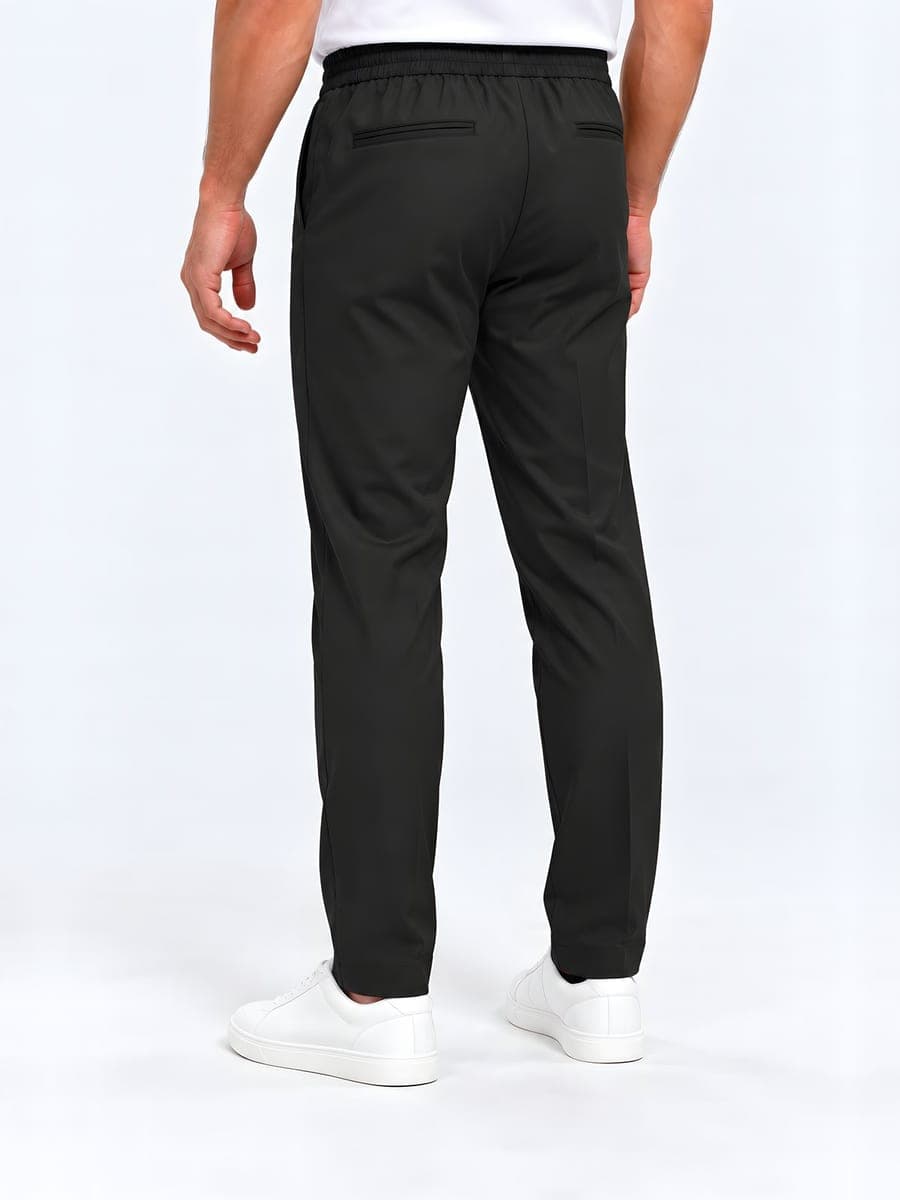 Zwarte slim fit stretchbroek, achteraanzicht
