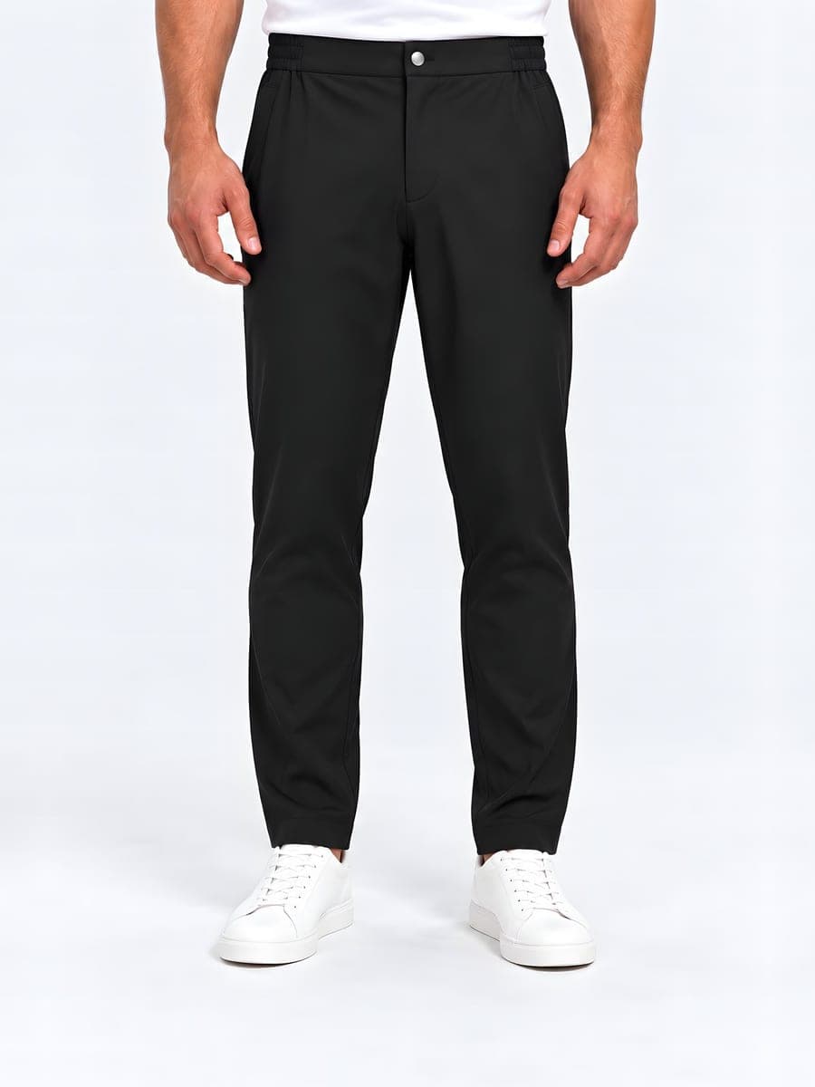 Zwarte slim fit stretchbroek, vooraanzicht
