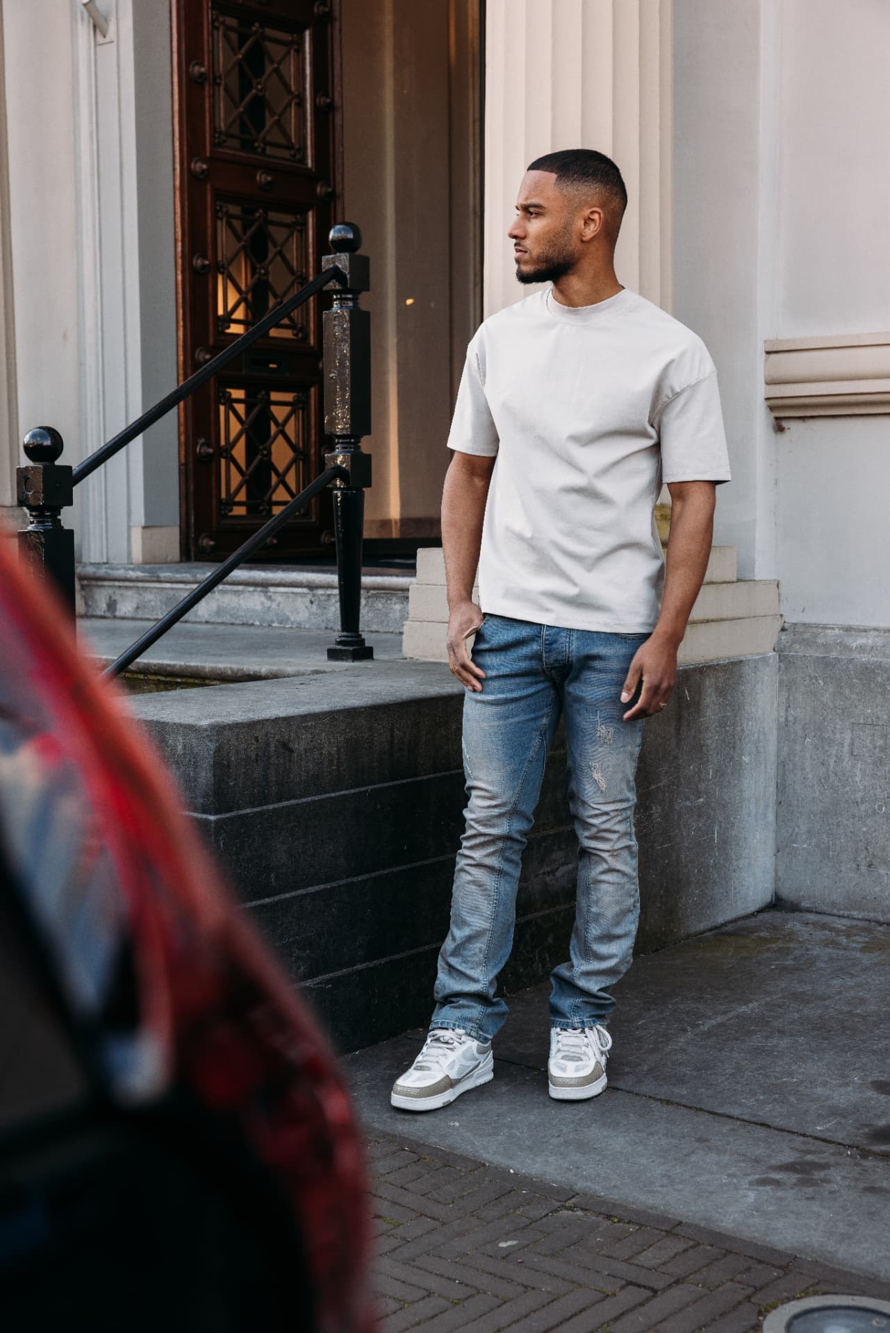 Oversized cream t-shirt in 240 GSM heavy cotton