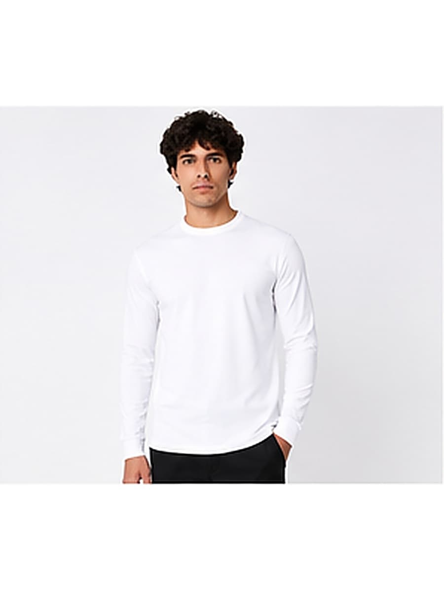 Witte longsleeve tee - regular fit: blanco longsleeve (art. 202) uit de White Label Stock Collection