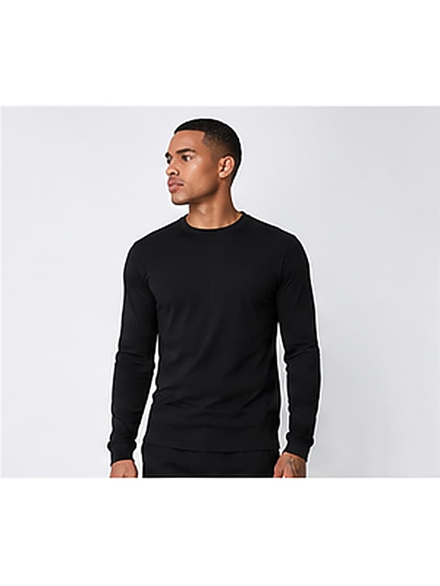Zwarte longsleeve tee - regular fit: blanco longsleeve (art. 203) uit de White Label Stock Collection