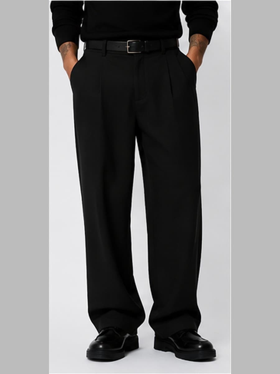 Pleated wide leg pantalon - zwart: blanco pants (art. 91) uit de White Label Stock Collection