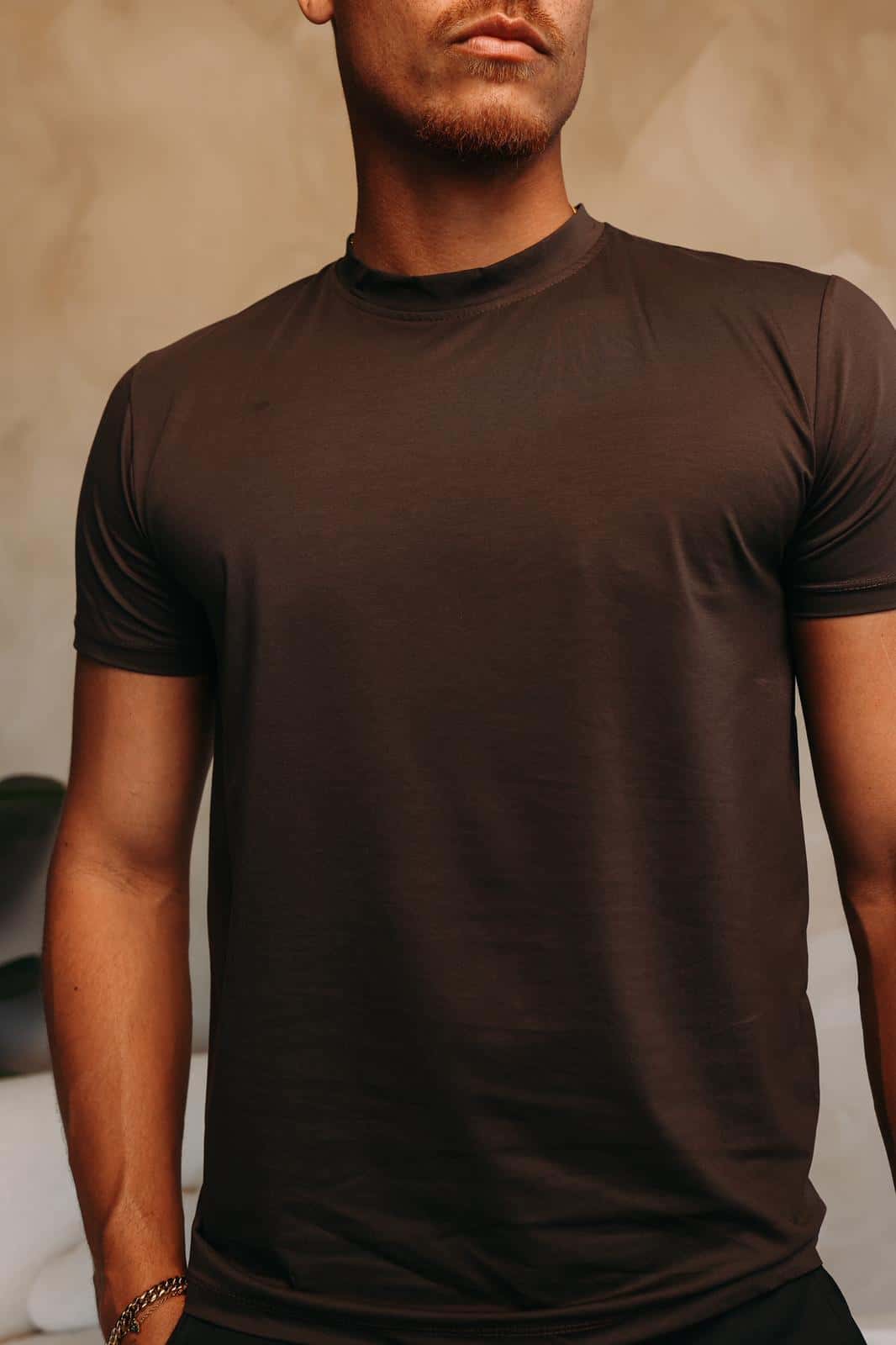 Bruin t-shirt in katoenen jersey