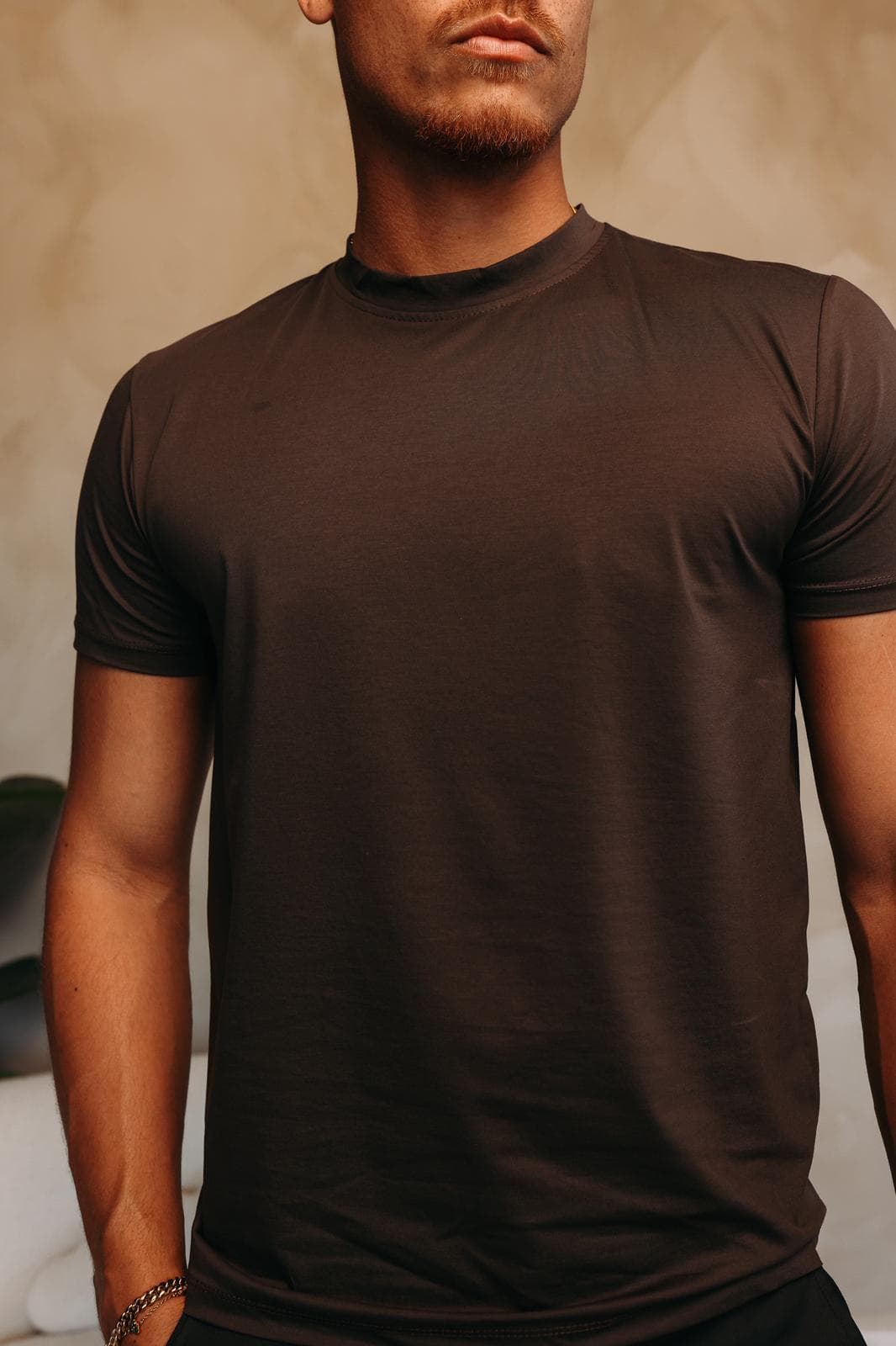 Bruin t-shirt in katoenen jersey